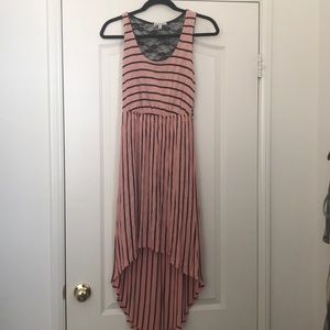 Rose pink black striped dress